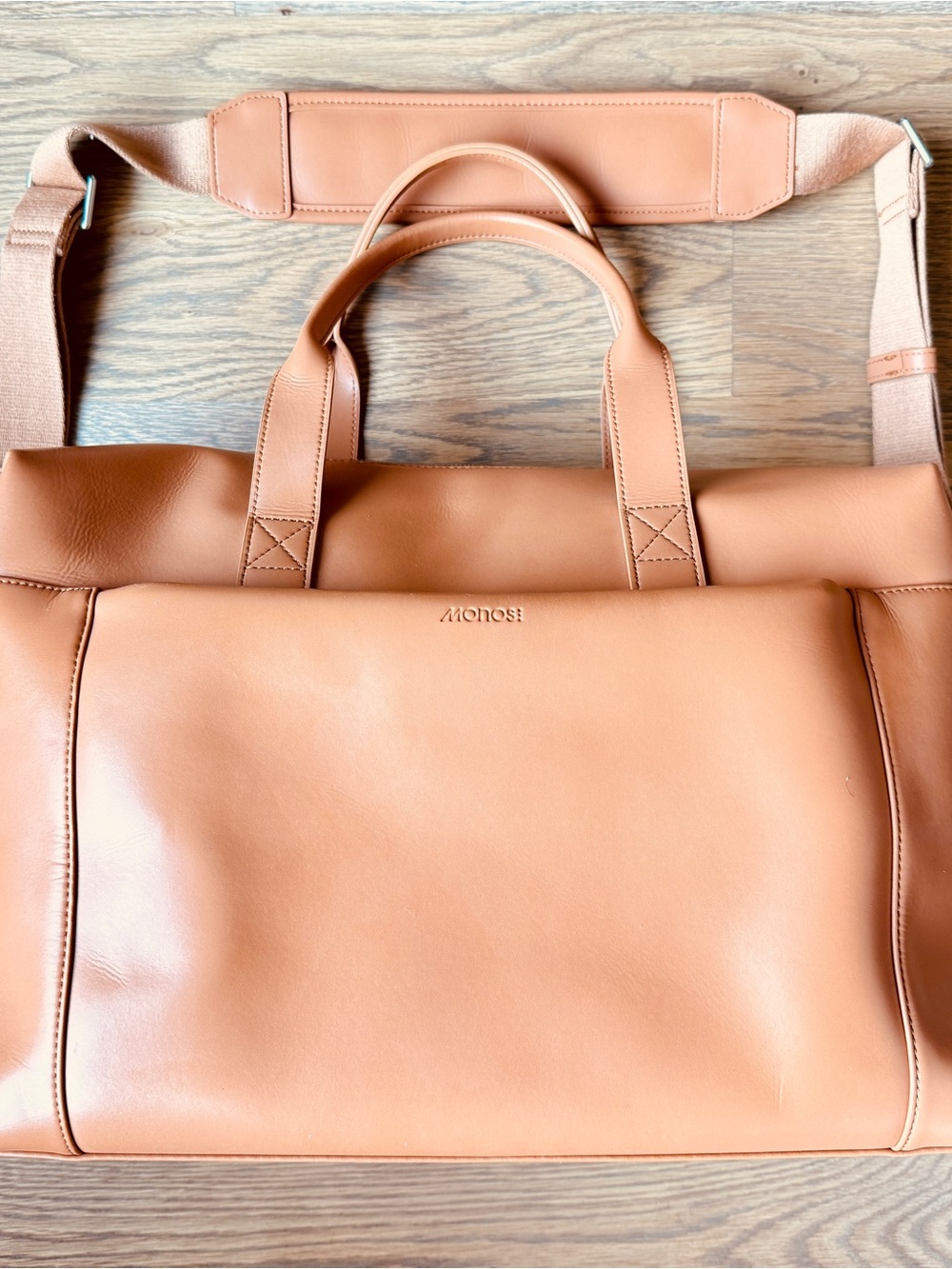 Monos Metro Duffel Saddle Tan with Classic Kit Pouch AND Portfolio Attachments - Picture 6 of 16
